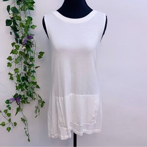 Athleta White Sleeveless Open Back Tunic Tank Top Medium
